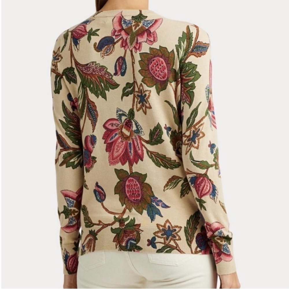 Lauren Ralph Lauren Women's Floral Cotton-Blend Sweater Size M - Picture 6 of 10